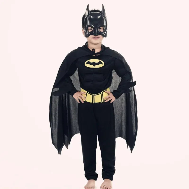 Boy Girl Bat Cosplay Jumpsuit Hero Costume Suit with Cape Mask Men Superhero Wayne Cosplay High quality Halloween Carnival Party