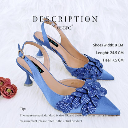 African Fashion Green Ladies Matching Shoes and Bags Nigerian Best Sell Women's Pointed Toe High Heels Commuter Wearable