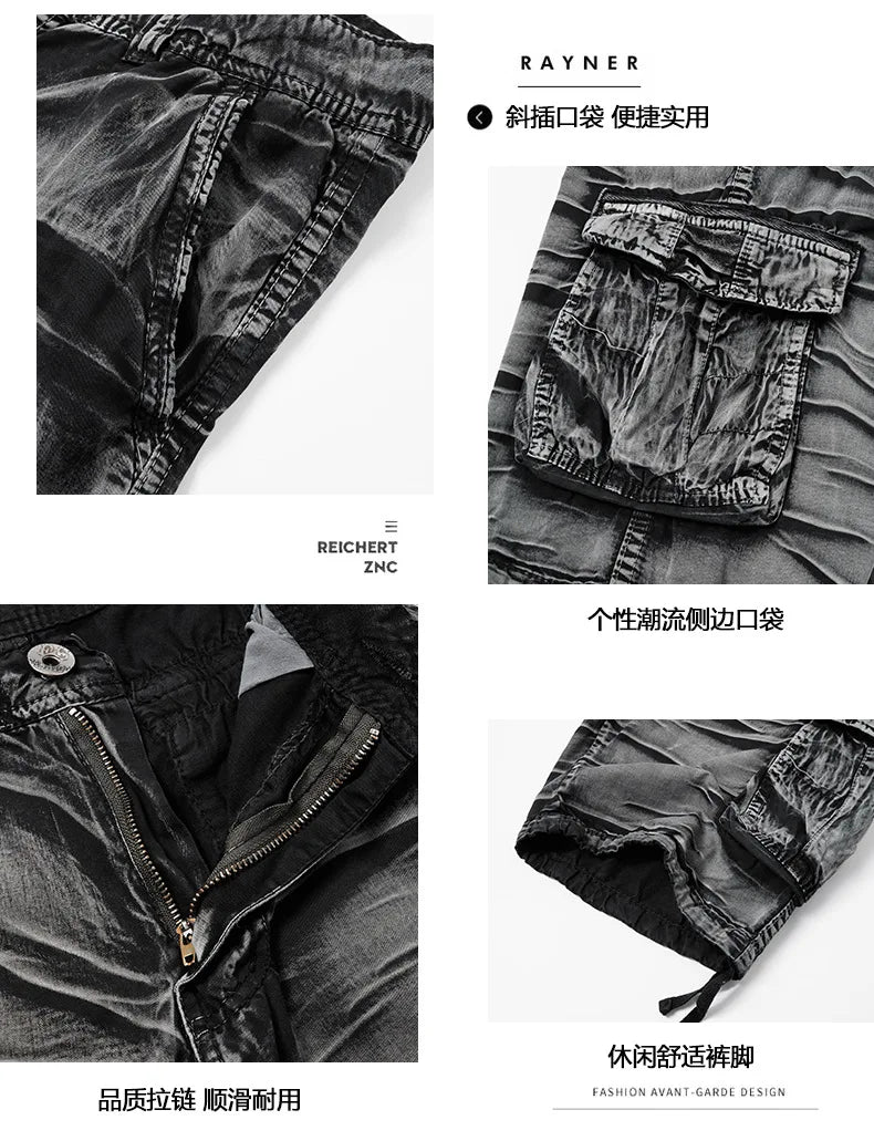 Men Multi Pocket Casual Breathable Sports New Shorts Men Summer Cargo Shorts Men Loose Plus Size Pure Cotton Five Point Pants
