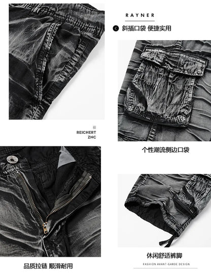Men Multi Pocket Casual Breathable Sports New Shorts Men Summer Cargo Shorts Men Loose Plus Size Pure Cotton Five Point Pants
