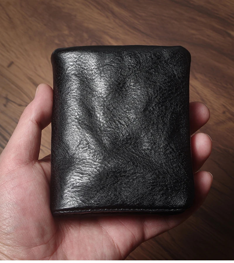 Luxury Genuine Leather Small Lightweight Bifold Wallet Men Women Money Clip Credit Card Holder with Hidden Zipper Pocket