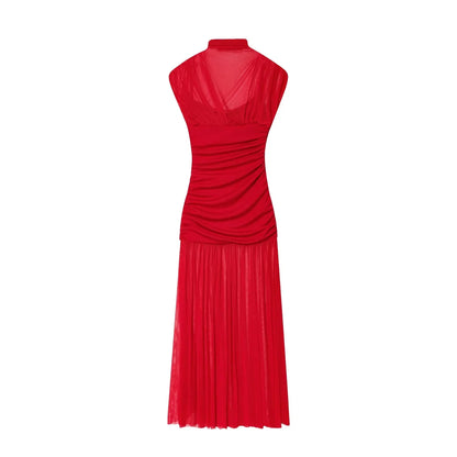 2026 Spring Summer Elegant Women Dresses Wedding Guest Ladies Patch Work Tulle Dresses Valentine‘s Day Woman Dresses