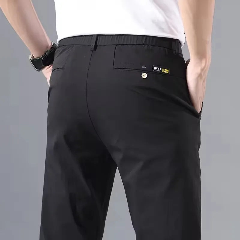 Summer Thin Slim Casual Pants Men Classic Business Cotton Stretch Golf Trousers Korean Male Clothing Work Khaki Chino Pants Man