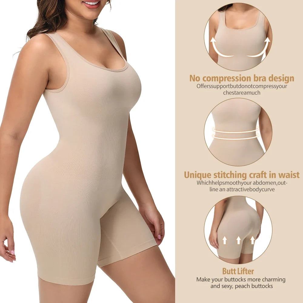 Wide Strap Shorts Body Shaper Bodysuit Women Tummy Control Comfortable Shapewear Suit Full Body Control Ladies Underwear New in
