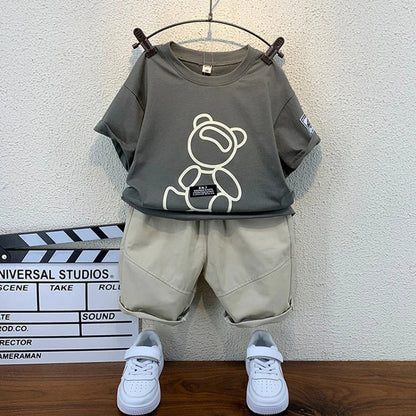 Summer Korean Infant Boys Clothes Sets Fashion Cotton Baby Girls Short T-Shirt Suits Casual