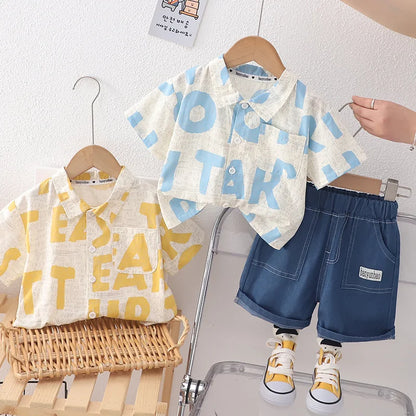 New Summer Baby Boys Clothes Sets Toddler Kids Letter T-shirt + Shorts 2Pcs Children Casual Outfits Clothing Tracksuits 0-5Years