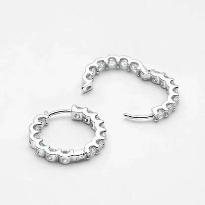 100% 925 Sterling Silver Real 2.6ct Moissanite Earring Hoops For Women Sparkling Wedding Party Luxury Fine Jewelry Gift
