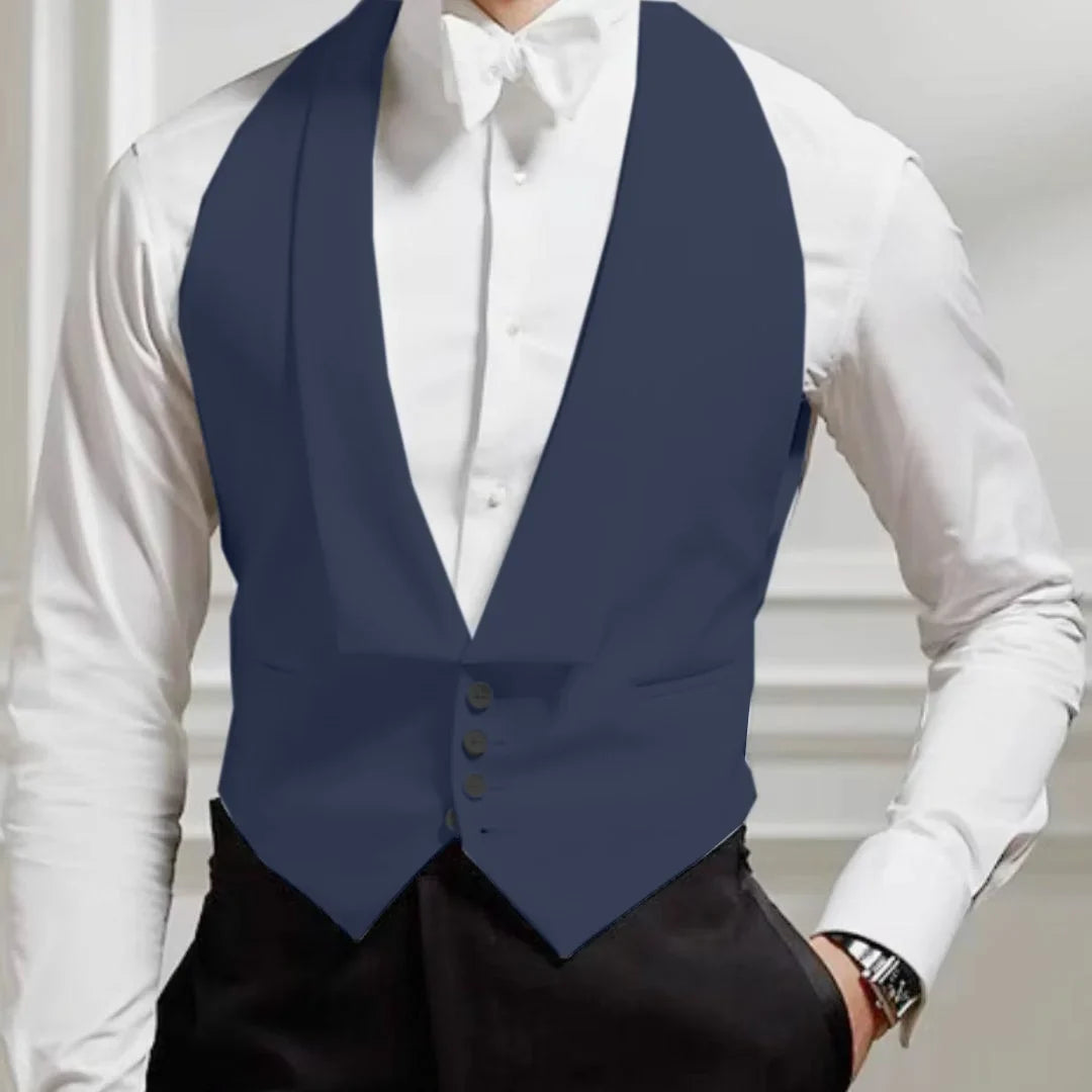 Men Vest White Single Button Solid With Lapel Waistcoat Suit For Wedding Birthday Banquet Party Business Work Men Suit Vest