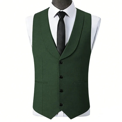 Men Vest Black Single Button With Lapel Solid Waistcoat For Wedding Banquet Business Work Office Casual Daily Men Suit Vest