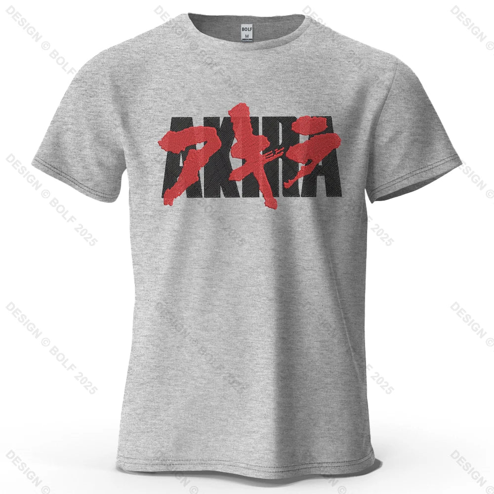 Akira Japanese Font Printed Men's T-Shirt 100% Cotton Oversized Classic Graphic Tees for Women Tops Tees Streetwear