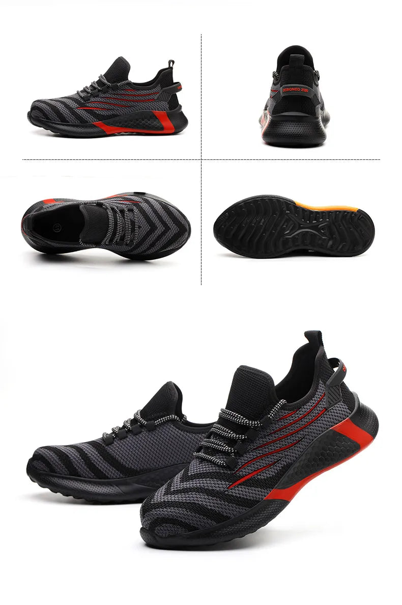 Steel Toe Work Shoes for Men Lightweight Safety Sneakers Comfortable Breathable Anti-Puncture Construction Working Shoes Boots