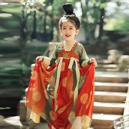 Girl Modern Hanfu Chinese Style Dress Halloween Fairy Kids Clothes Vestidos Traditional Cosplay Children Costume Girls Dresses