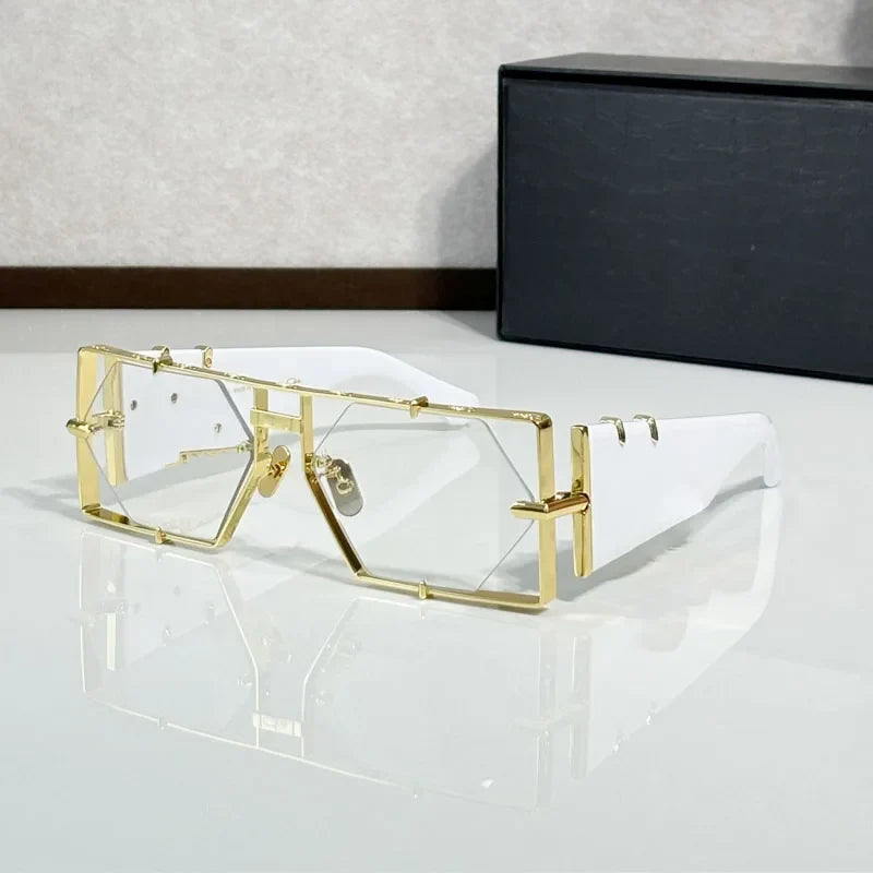 Hexagon 004 Desinger Brand Sunglasses Men Women Metal Thick Acetate Luxury Square Classical Outdoor Solar Shades UV400 with Case