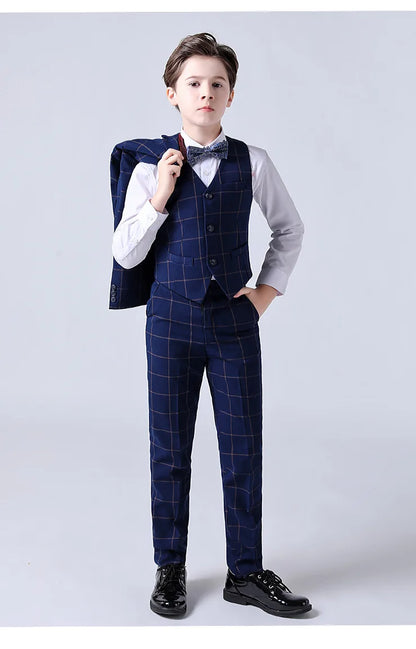 Top Quality Big Boys Suit For Wedding Teenager Kids Formal Tuxedo Dress Children Photograph Blazer Party Performance Costume