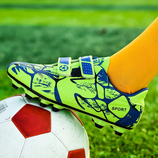 Kids Soccer Shoes Outdoor Non-Slip Football Sports Shoes Boy Training Shoes Child HOOK&LOOP Lightweight Children's Soccer Cleats