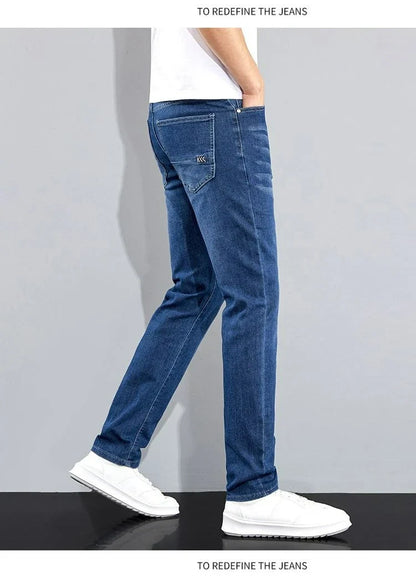 Autumn Winter New Men's Micro Elastic Straight Leg Denim Pants with Shape Skin Friendly Business Men's Pants in Multiple Sizes