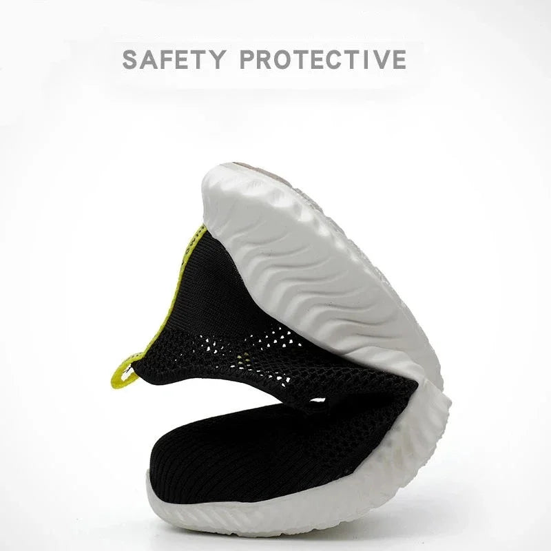 Work Boots Breathable Safety Shoes Men's Lightweight Summer Anti-Smashing Piercing Work Sandals Single Mesh Steel Toe Sneaker