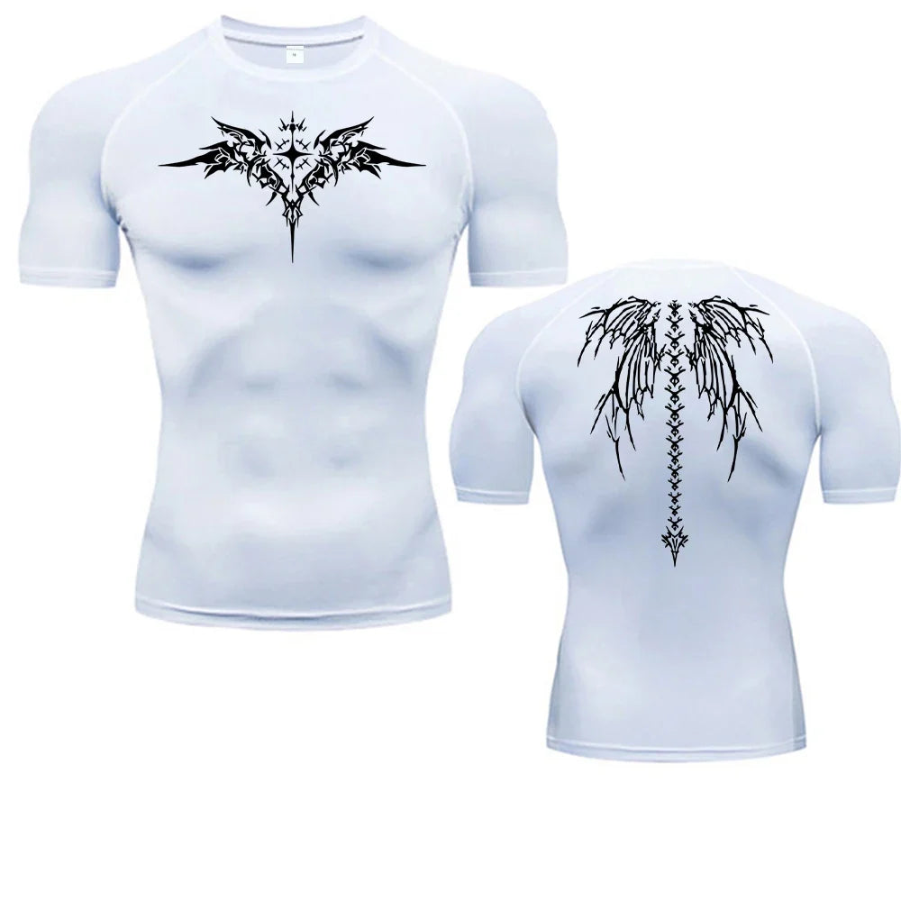 Men's Compression Shirt Anime Print Gym Sport Quick Dry Gym TShirts Fitness Athletic Undershirts Elasticity Tops Tee Summer Male