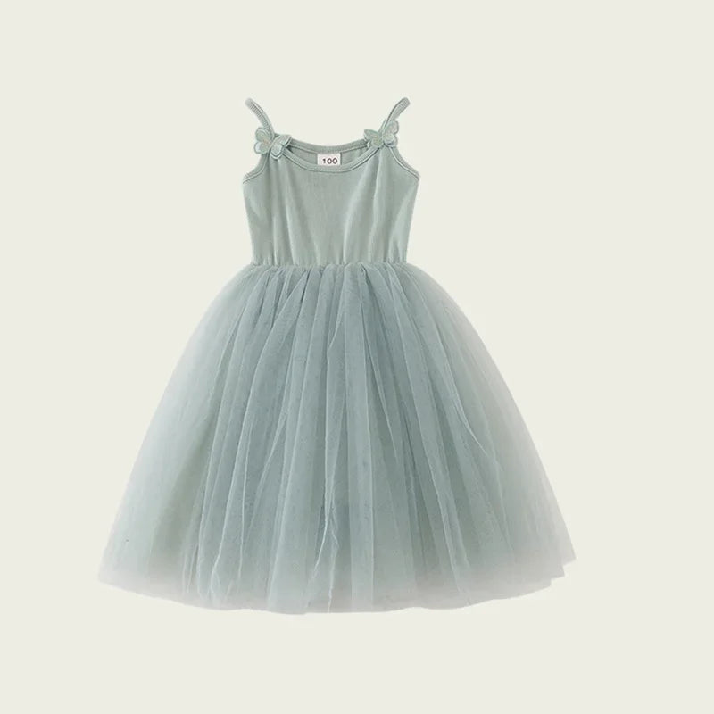 2026 Summer Baby Girls Kids Cute Tutu Sling Dress Sleeveless Tulle Birthday Party Vestido Ballet Princess Dress Children Clothes