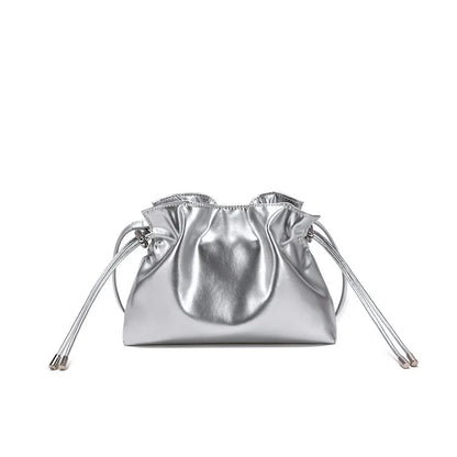 Luxury Pleated Cloud Crossbody Bag - Premium Genuine Leather Drawstring Shoulder Purse, Versatile Small Bag for Elegant Lady