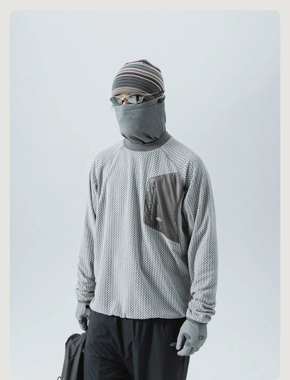 Mountain-Ready Crewneck: Engineered with Ribbed Neck, Reflective Logo, & Secure Chest Pocket for Outdoor Style Unisex