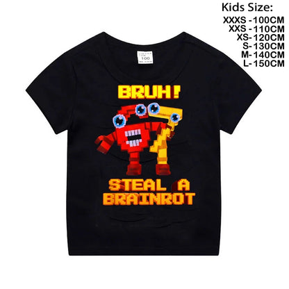 Steal A BrainRot Shirt Funny Gamer Meme for Boys T-Shirt 67 Six Seven Funny Italian Brainrot Kids Gaming Y2k Saying Tee