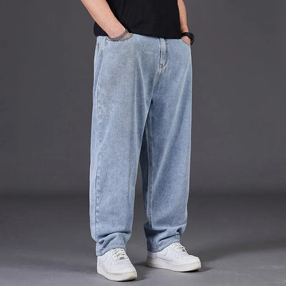 Big Size Jeans Men Good Quality Large Size Jumbo Long Loose Pants Plus Size Loose Jeans Men Wearable Seasons Denim Baggy Jean