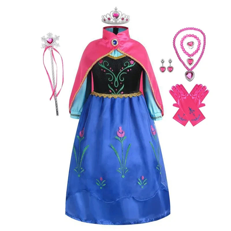Elsa Dress for Girls 2-10 Yrs Birthday Role Anna Elsa Princess Dress for Kids Halloween Carnival Party Girls Costume