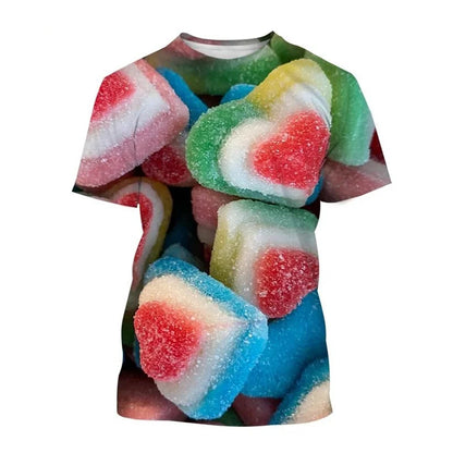 Summer Funny T-Shirts Lollipop Candy 3D Print Streetwear Men Women Casual Oversized Short Sleeve T Shirt Male Tees Tops Clothing