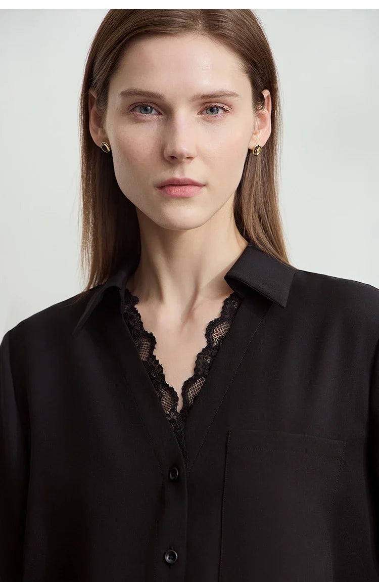 Office Lady Summer Blouses Women 2025 Solid V-neck Five-quarter Sleeve Loose Chiffon Shirts Female Fashion Casual 12522076