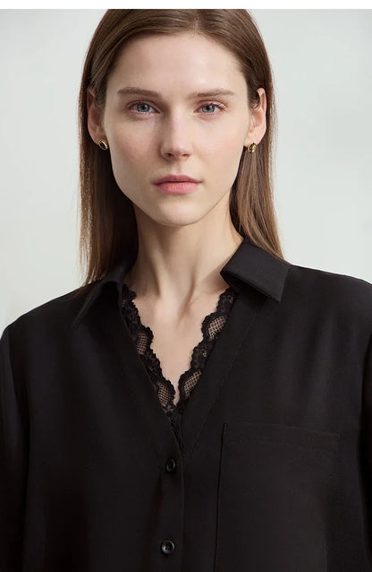 Office Lady Summer Blouses Women 2025 Solid V-neck Five-quarter Sleeve Loose Chiffon Shirts Female Fashion Casual 12522076