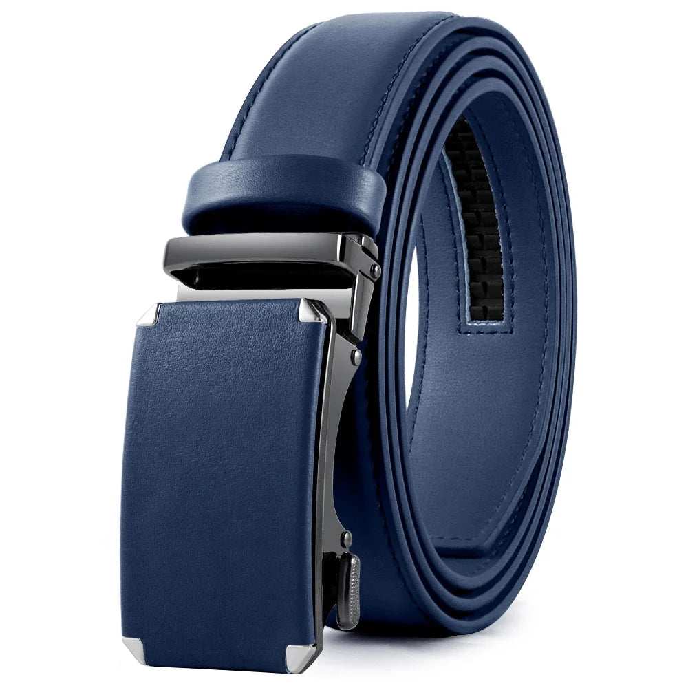 Men Belts Metal Automatic Buckle Brand High Quality Leather Belts for Men Famous Brand Luxury Work Business Strap