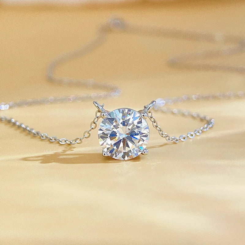 PureNew 1-5ct Full Shape Moissanite Necklace For Women S925 Silver Plated 18k Gold D Color VVS1 Women's Moissanite Chain Gift