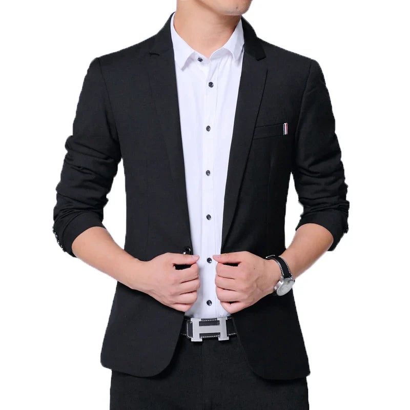 2026 New Spring Autumn Men Suit Jacket Mens Korean Slim Fit Solid Color Smart Casual Work Clothing Men's Suits Blazers