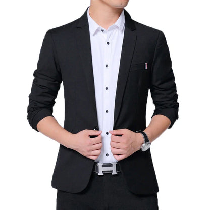 2026 New Spring Autumn Men Suit Jacket Mens Korean Slim Fit Solid Color Smart Casual Work Clothing Men's Suits Blazers