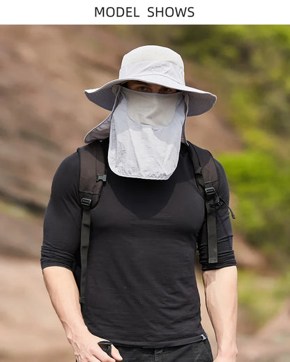 Fisherman's hat, male sun hat, summer outdoor quick drying sun hat, fishing breathable sun hat, female face mask hat