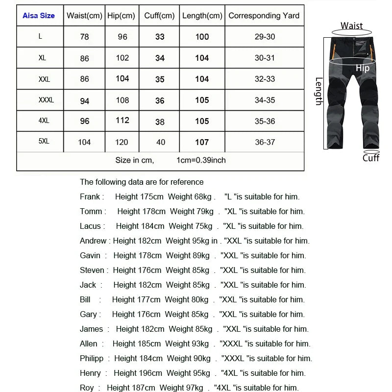 Men's Hiking Pants Summer ultra-thin, Breathable and cool Quick Dry Lightweight Cargo Work Golf Travel Pants with Zipper Pocket