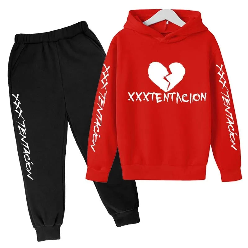 Kids Spring Hip Hop Star Print Tracksuits 4-14 Year Boys Girls Fashion Streetwear rap Hoodie+Pants Outfits Sets Children Clothes