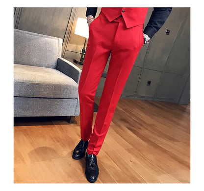 2022 Spring Summer New Men Suit Pants Solid Color Casual Business Dress Pants Slim Fit Trousers Formal Men Social Casual Pants