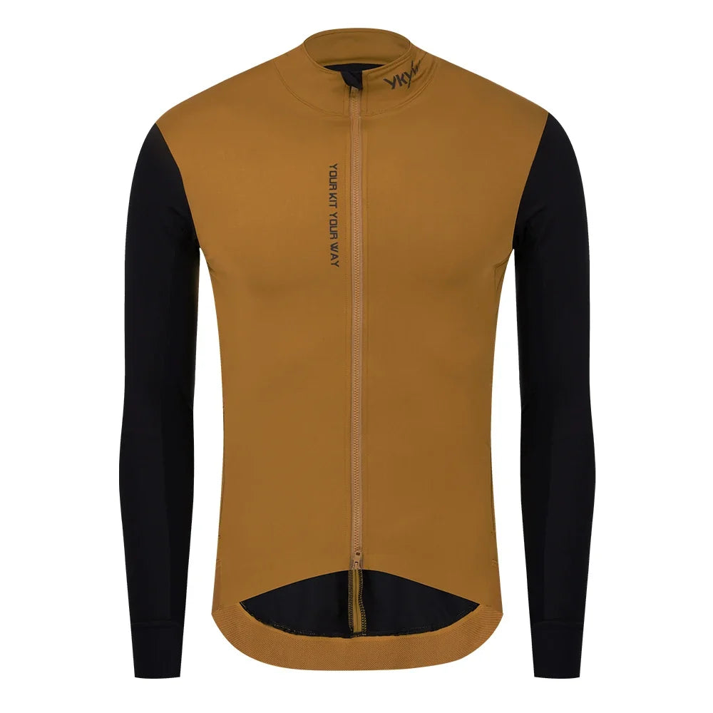 YKYW Men's Windproof Waterproof Long Sleeve Cycling Jacket MTB Bike Coat Bicycle Sports Windbreaker Double Zipper Cycling Jersey