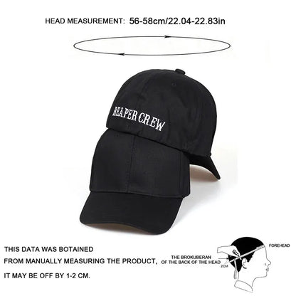 Unisex Rear Seal REAPER CREW Embroidery Baseball Caps Spring And Autumn Outdoor Adjustable Casual Hats Sunscreen Hat