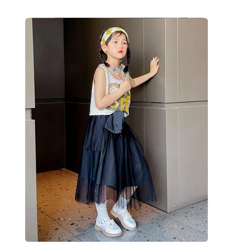 Toddler Girls Elegant Glossy Mesh Mary Jane Flats Flower Buckle Strap Heart Pattern Chunky Sole Comfortable Party School Shoes