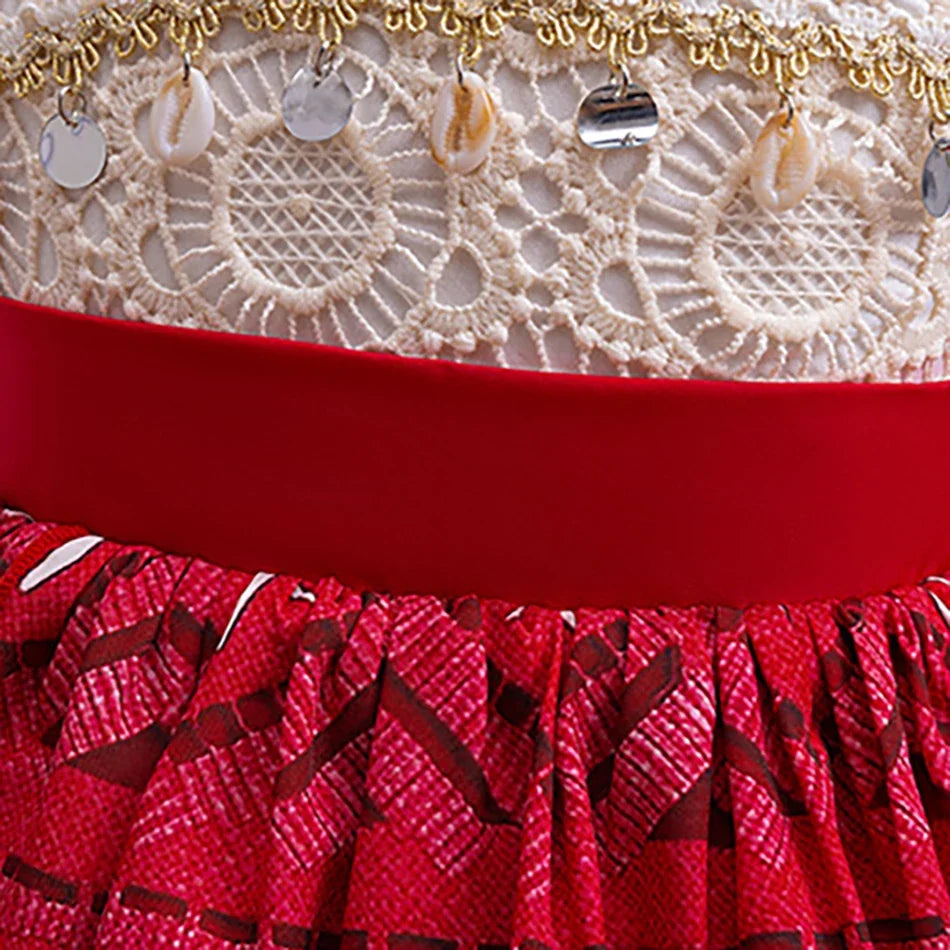 New Moana 2 Dress for Girl Vaiana Cosplay Clothes Kids Single Shoulder Princess Costume Children Halloween Carnival Party Outfit