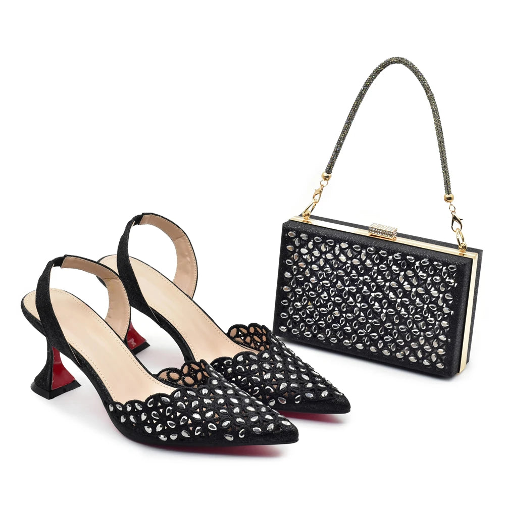 Latest Orange Designer Shoe and Bag Sets From Italy Shoe Woman Summer 2025 Wedding Fashion Party Shoes and Bag Match for Women