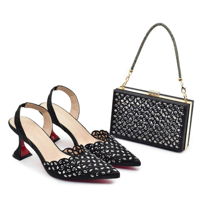 Latest Orange Designer Shoe and Bag Sets From Italy Shoe Woman Summer 2025 Wedding Fashion Party Shoes and Bag Match for Women