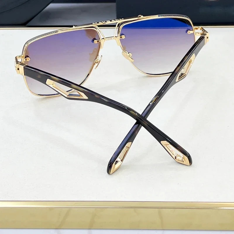 Luxury Me's Sunglasses Large Square Women Alloy Acetate Double Bridges Handmade in Germany High Quality Gafas UV400 THE KING  II