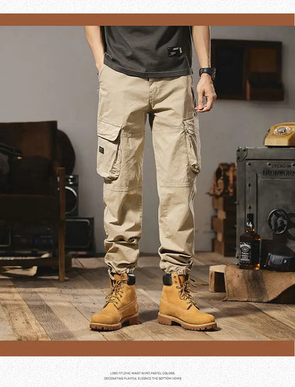 Men Fashion Military Cargo Pants Regualr Straight Fit Cotton Camouflage Green Black Grey Color Trousers W9202