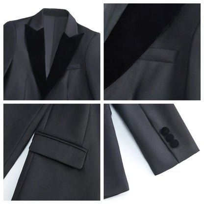 2025 New Kids Suit Set, 4 Pieces Formal Homecoming Suits for Boys, Jacket Vest Pants Bowtie Velvet Collar