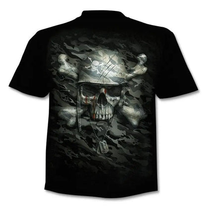 New retro street punk motorcycle men's T-shirt 3D shirt casual fashion hip-hop horror short sleeved round neck men's clothing