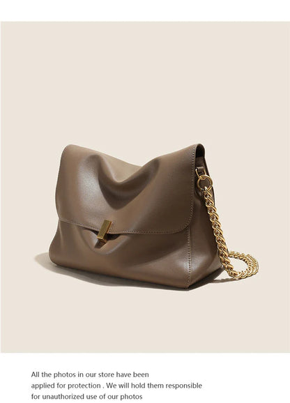 Genuine Leather Large Chain Shoulder For Women 2026 Luxury Designer Office Messenger Bags Satchel Cow Ladies Handbags